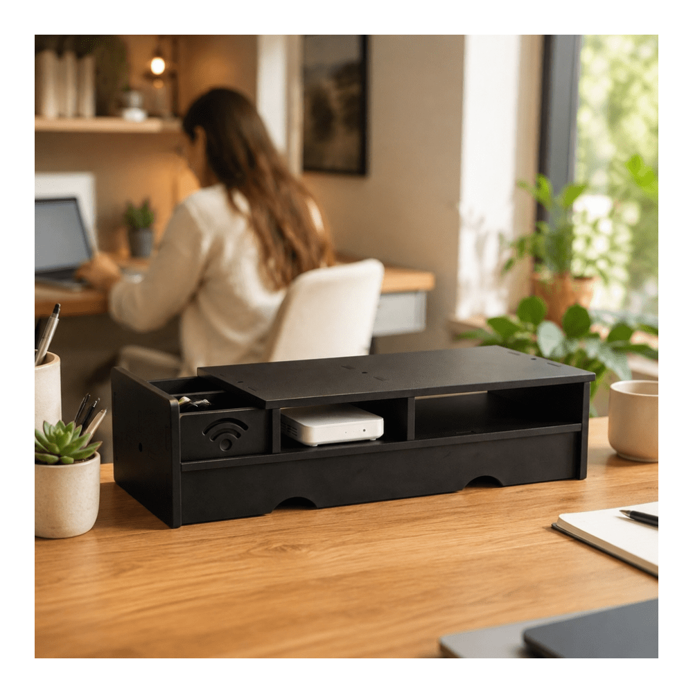 Black Matte WiFi Router Storag - Office Tech And Space ulasan dan harga
